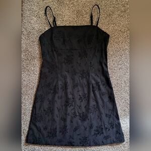 Vintage La Belle 90s Y2K Black LBD Floral Formal Dress Juniors Size 9